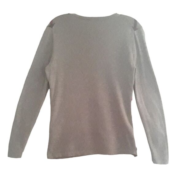 Tommy Hilfiger Sweater Womens S/P Gray Black Red Arglye Print Pullover V Neck - Picture 2 of 8